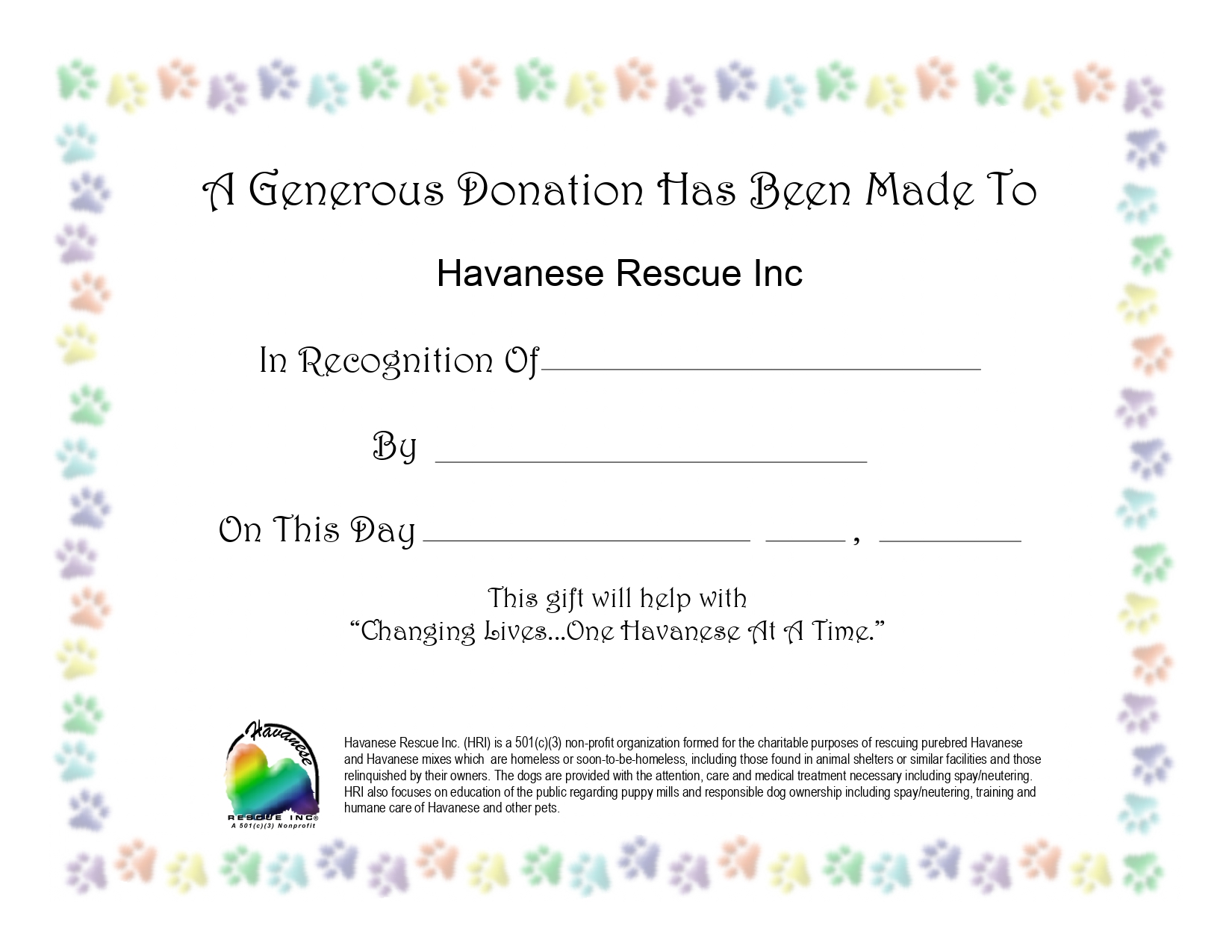 Recognition Certificate